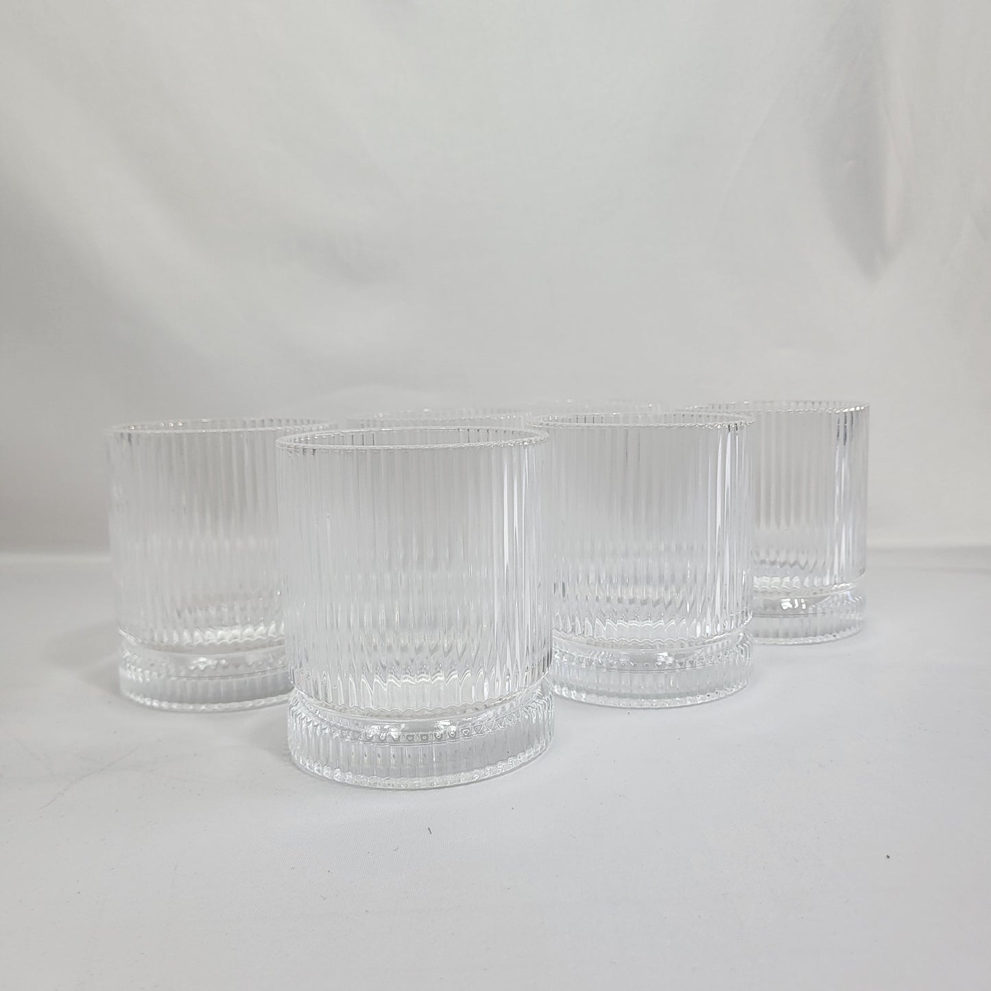 Set de 6 Vasos de Cristal Transparente con Estrías Verticales Ribbed