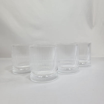 Set de 6 Vasos de Cristal Transparente con Estrías Verticales Ribbed