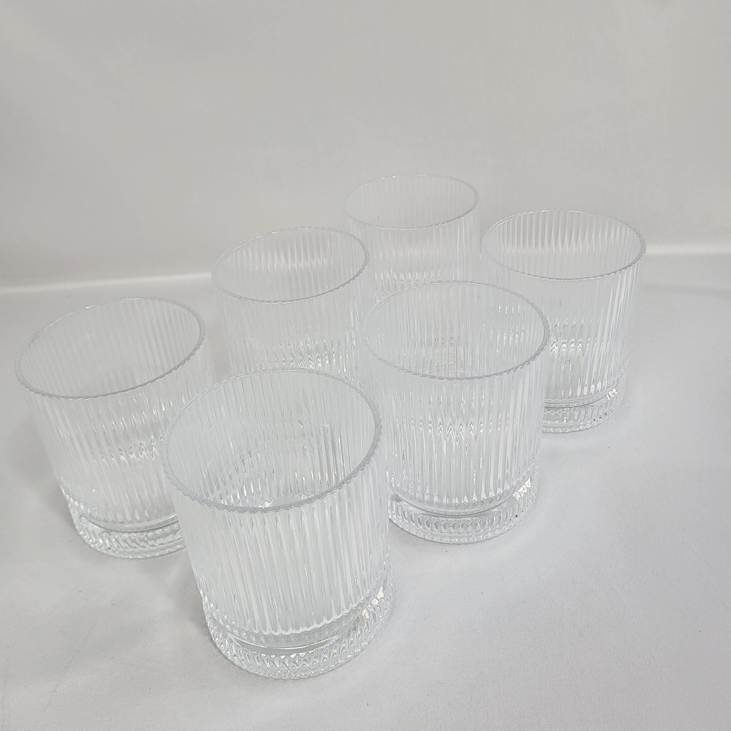 Set de 6 Vasos de Cristal Transparente con Estrías Verticales Ribbed