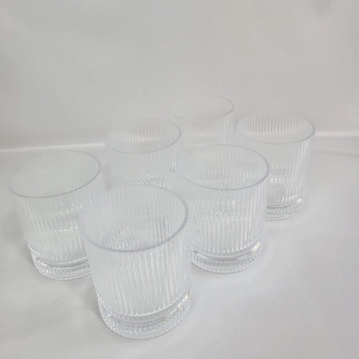 Set de 6 Vasos de Cristal Transparente con Estrías Verticales Ribbed