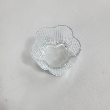 Set de 6 Bowls de Cristal Transparente con Forma de Flor y Estrías Verticales