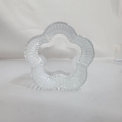 Set de 6 Bowls de Cristal Transparente con Forma de Flor y Estrías Verticales