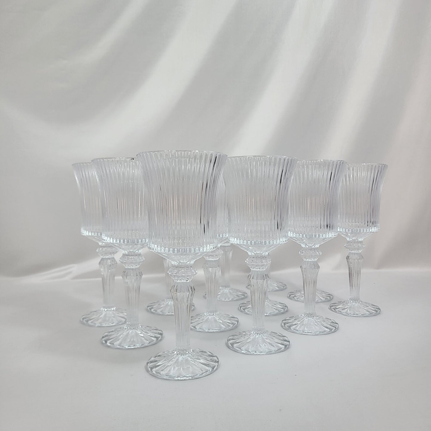 Set de 12 Copas de Cristal Tallado con Pie