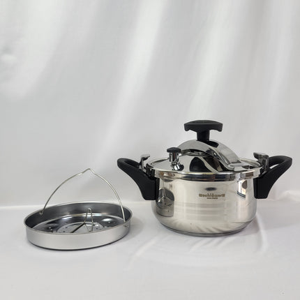 Olla a Presión de Acero Inoxidable Schleïzer con Vaporera — 4L / 6L / 8L — Cocina Rápida y Segura