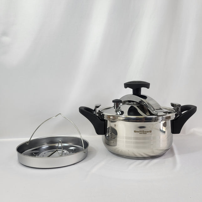 Olla a Presión de Acero Inoxidable Schleïzer con Vaporera — 4L / 6L / 8L — Cocina Rápida y Segura