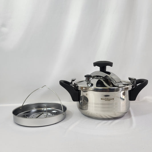 Olla a Presión de Acero Inoxidable Schleïzer con Vaporera — 4L / 6L / 8L — Cocina Rápida y Segura