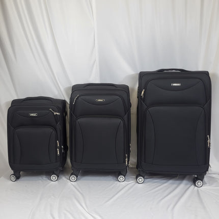 Set de 3 Maletas de Viaje  — Diseño Ligero y Resistente — 4 Ruedas 360º (NEGRO)