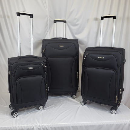 Set de 3 Maletas de Viaje  — Diseño Ligero y Resistente — 4 Ruedas 360º (NEGRO)