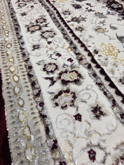 Alfombra Imperial · Crema y granate o gris