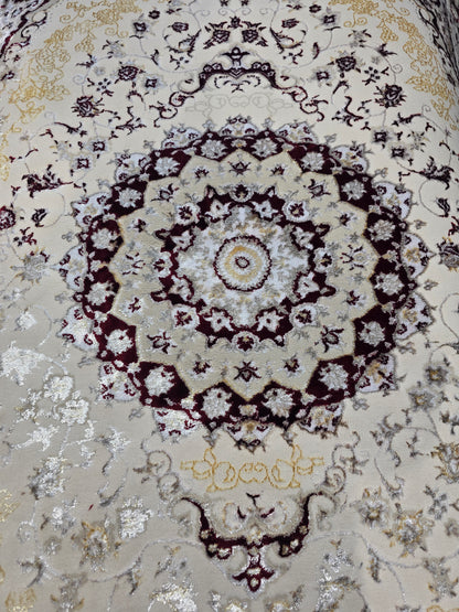 Alfombra Imperial · Crema y granate o gris