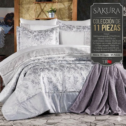 Juego de cama Sakura de 11 piezas: elegancia y confort para tu dormitorio