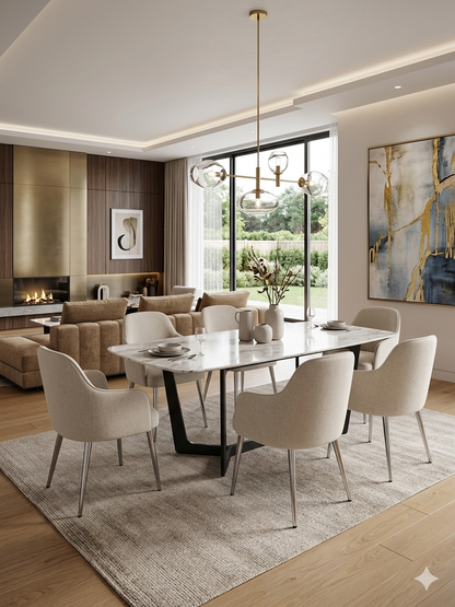 ✨ Cadeira MODELO NALA estofada bege com pés cromados – Design moderno, conforto e elegância ✨