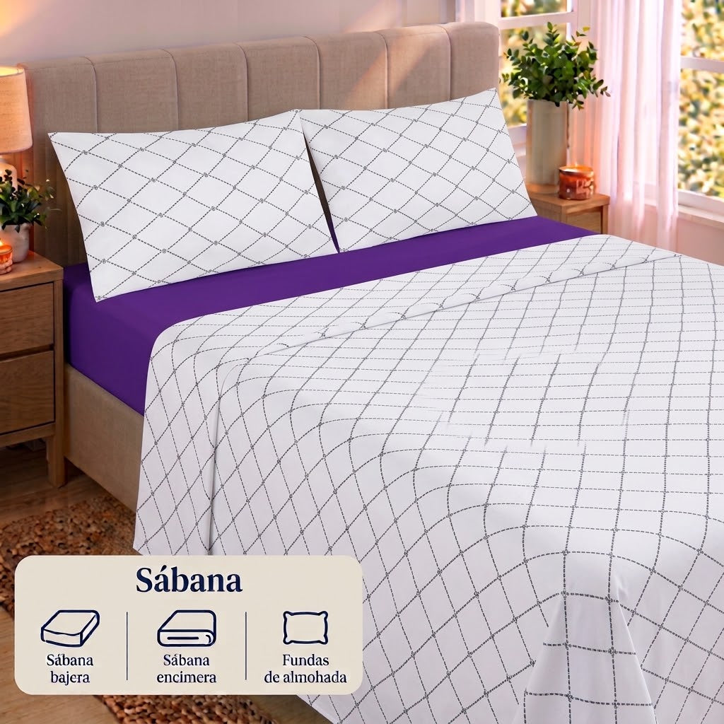Juego de Sábanas Suaves y Elegantes – Disponible para cama de 90, 135 y 150 con 2 fundas de almohada