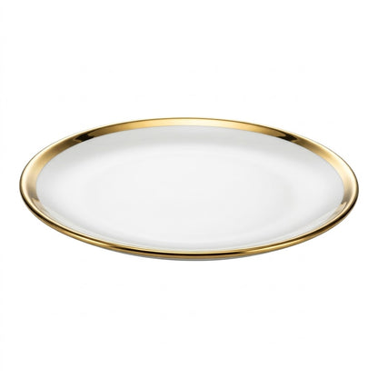 🏷 Plato de Cerámica Ø18 cm – Borde Dorado Elegante
