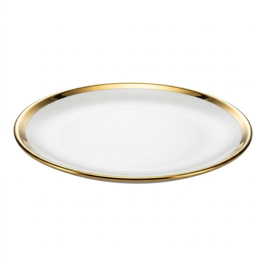 🏷 Prato em cerâmica Ø18 cm – Elegante orla dourada