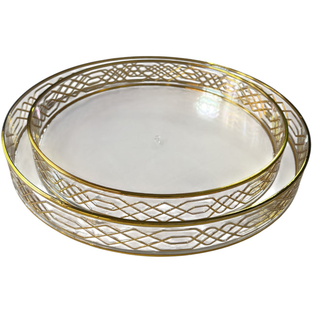 ✅ Set de 2 Bandejas Redondas de Plástico DORADO Estilo Árabe — 33 cm y 28 cm 🕌✨