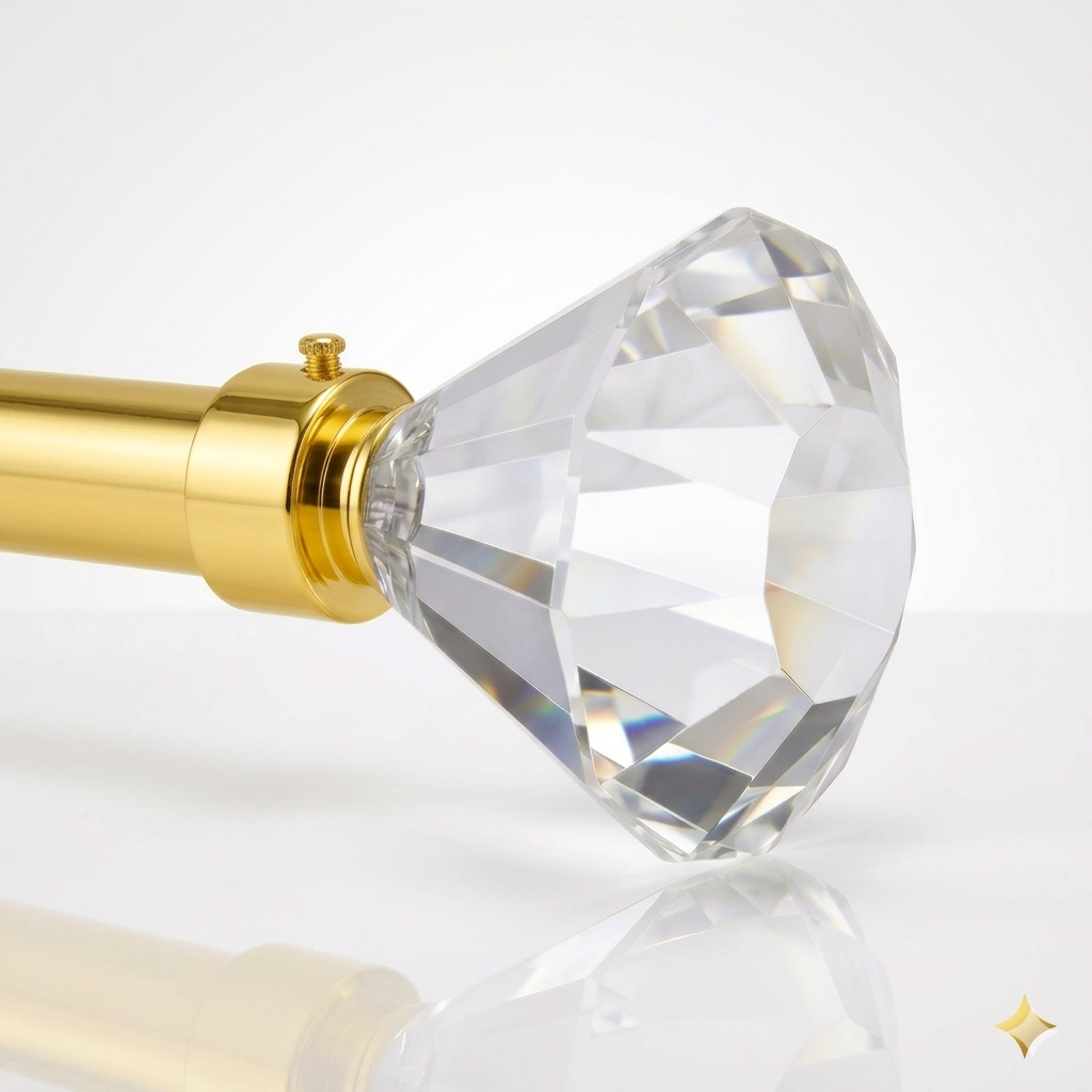 Varão de Cortina Extensível 160-310 cm com Acabamento Decorativo Cristal Facetado – Dourado ✨