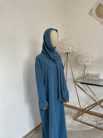 Abaya con velo integrado tela Crepe