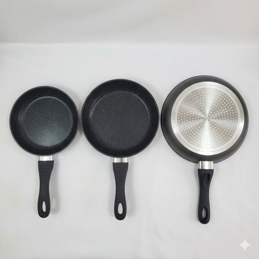 Set de 3 Sartenes Stone Black 20/24/28 cm – Antiadherentes, Negro