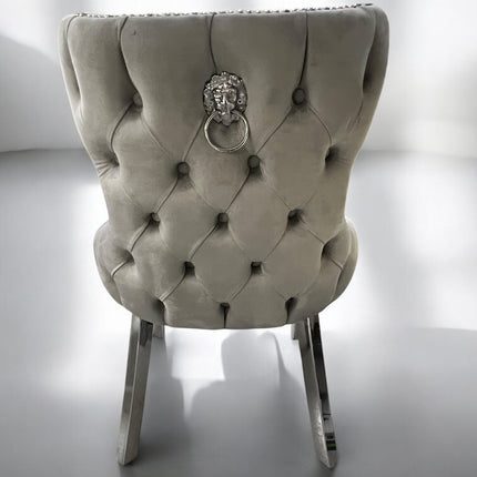Cadeira de veludo cinza claro LONDRASCHAIRVV25, pernas de metal prateado