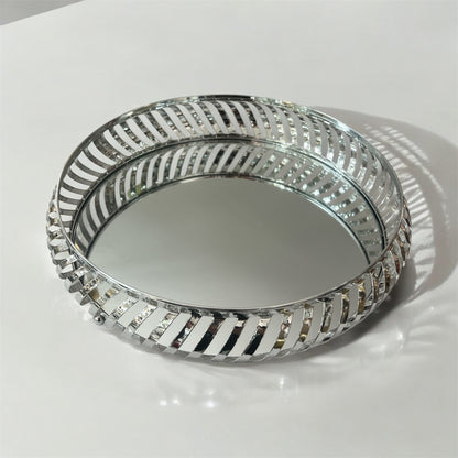 Centro de mesa decorativo redondo tipo cesta (plata)