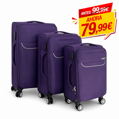 Set de 3 Maletas de Viaje Nadir con Detalles Amarillos
