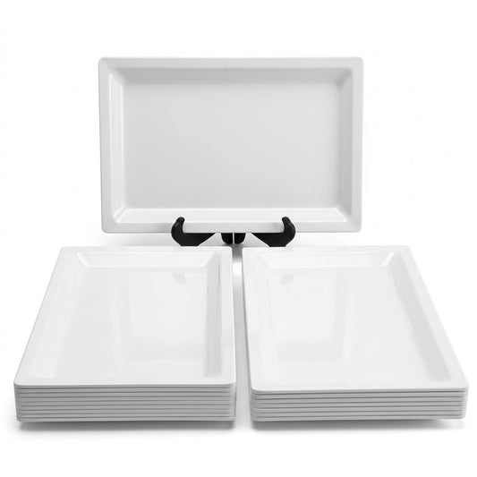 Plato Rectangular Blanco 40 × 26 cm – Bandeja de Servicio