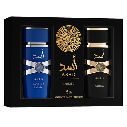 🦁 Pack ASAD 5º Aniversario – Asad 100ml + Asad Zanzibar 100ml | Lattafa Perfumes