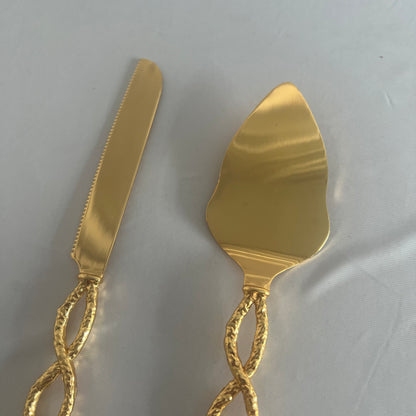 Set de Servidor de Pasteles Dorado Clásico - Decorado Flor