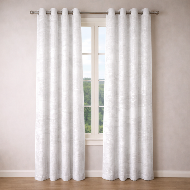 Cortinas Blackout de Poliéster, Padrão de Ondas, 140x260cm - 2 Peças, Elegantes e Modernas - Cinza