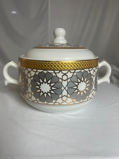 Juego de Sopa Oriental  – Tazón Grande con 6 Bowls, Platos y Cucharas (Diseño Tradicional Asiático)