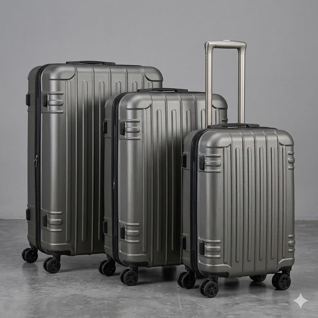 Set de Maletas Travel Pro 3 Piezas – Gris Rígido con Ruedas 360°