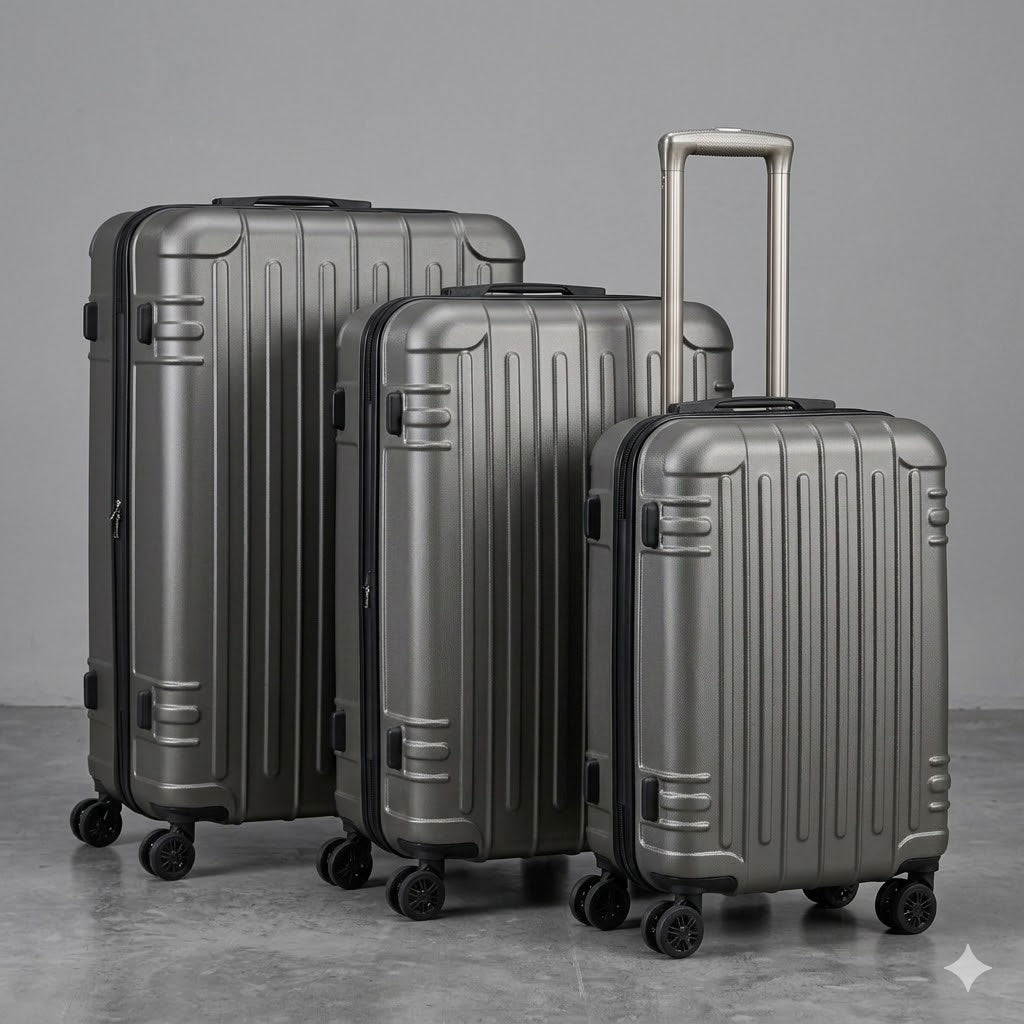 Set de Maletas Travel Pro 3 Piezas – Gris Rígido con Ruedas 360°