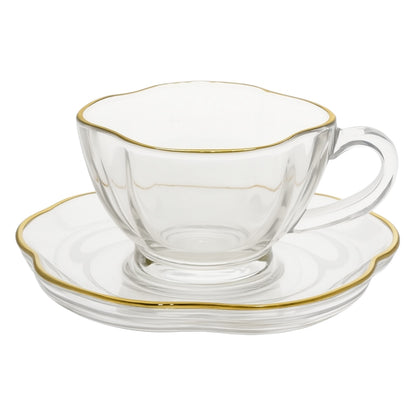 Conjunto de 6 xícaras de vidro com pires – Design clássico e elegante