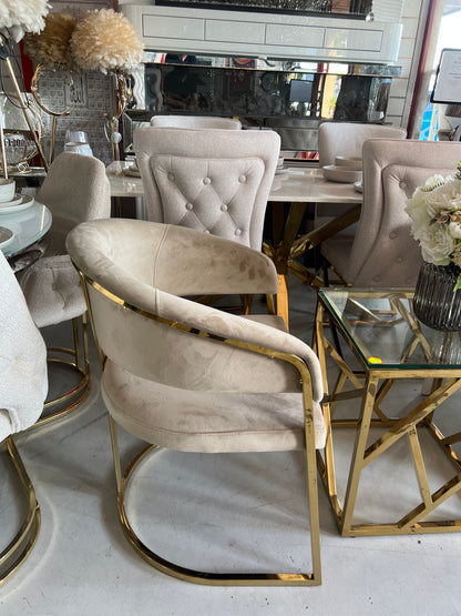 🤍✨ Silla BIEN 12 en MARFIL / BEIGE con BASE DORADA — G lam Premium ✨🪞
