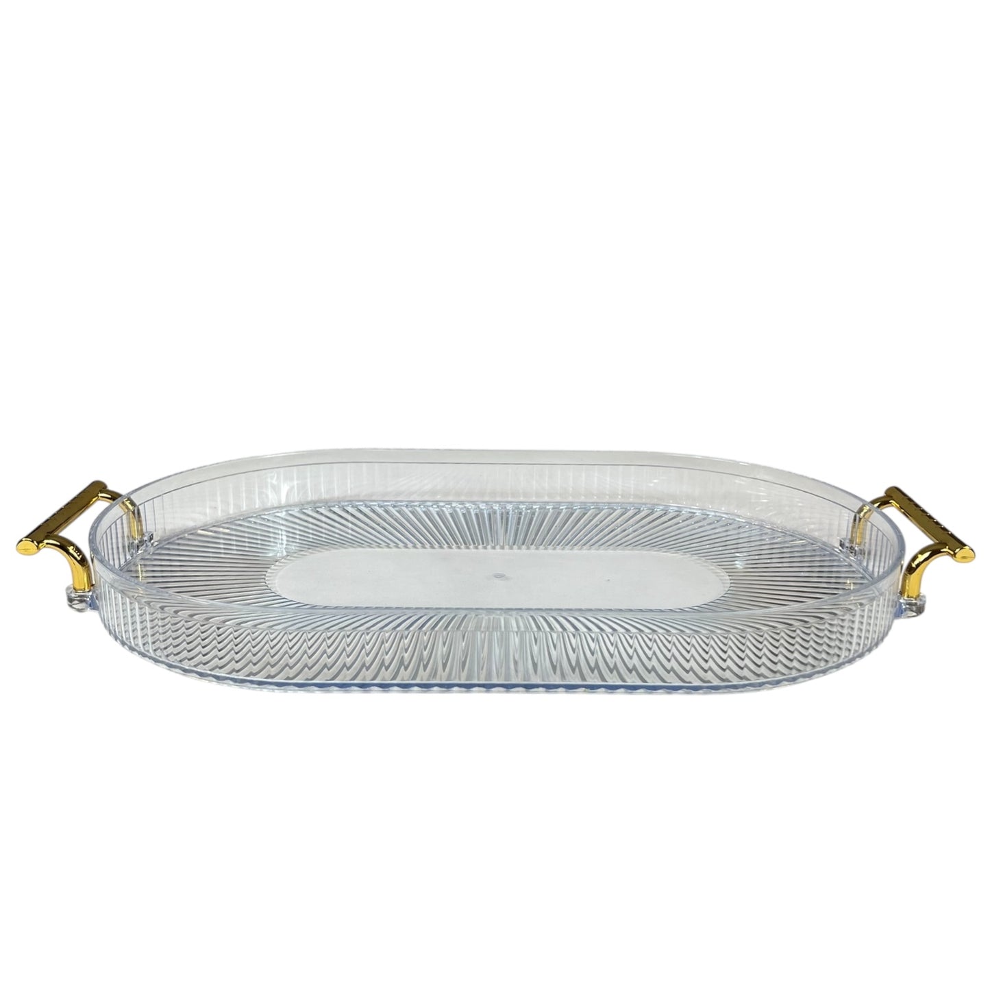 🟠 Bandeja oval grande com alças douradas – Funcionalidade e estilo em um só – Plástico DOURADO
