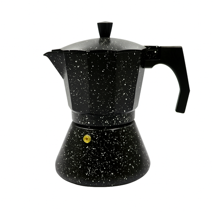 Italian Aluminum Coffee Maker with Black Speckled Design – Vintage Style ☕✨