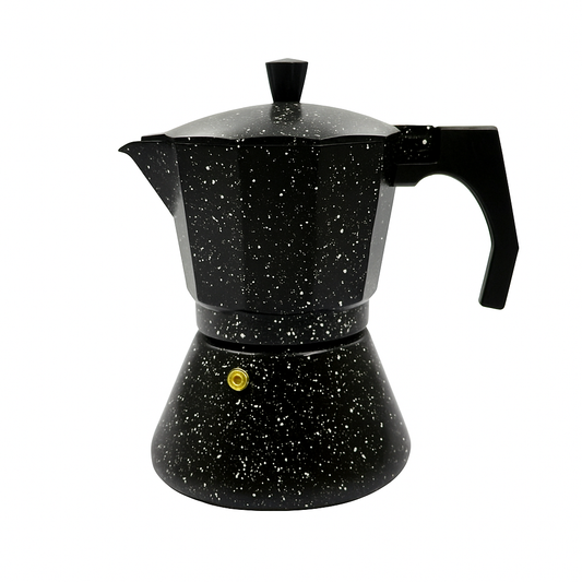 Cafetera Italiana de Aluminio Negra Moteada – Estilo Vintage ☕✨