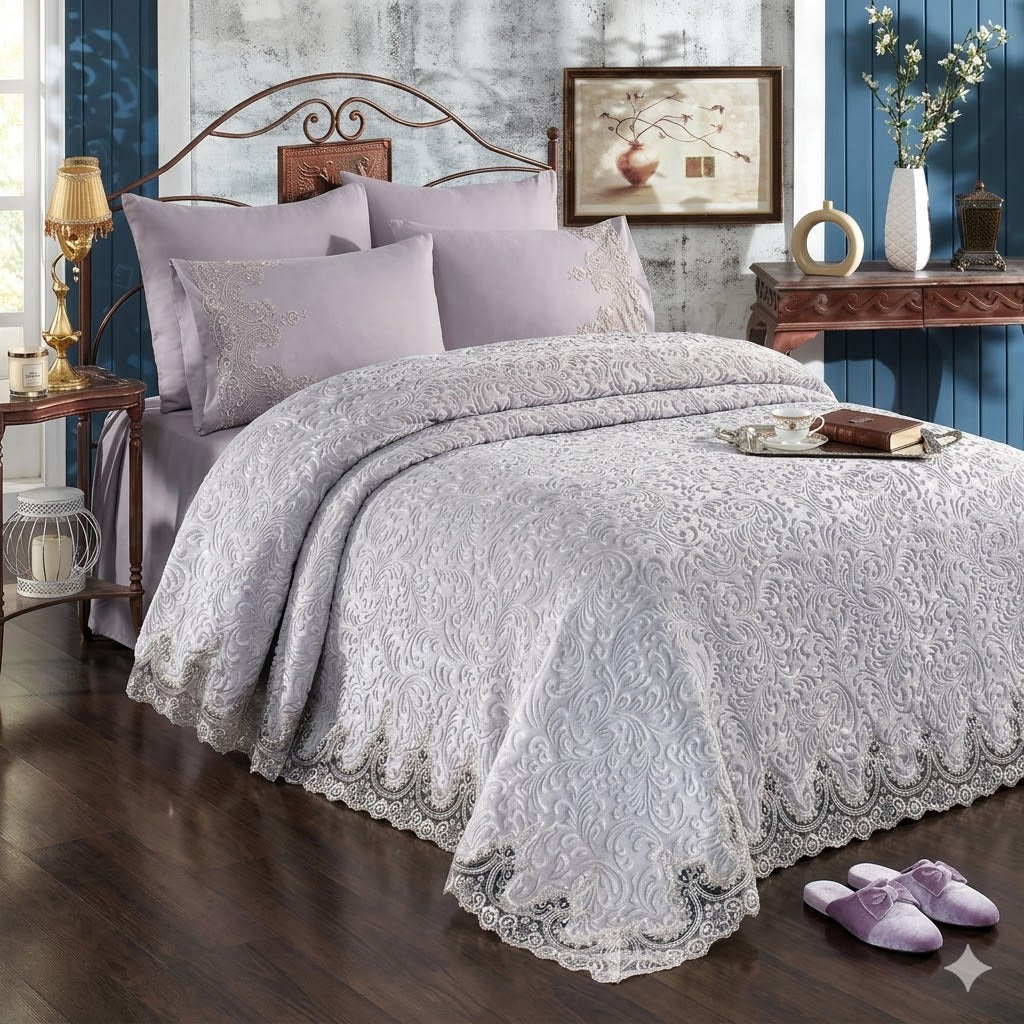 Conjunto de cobertores Banu Cream – Elegância e aconchego para seu quarto