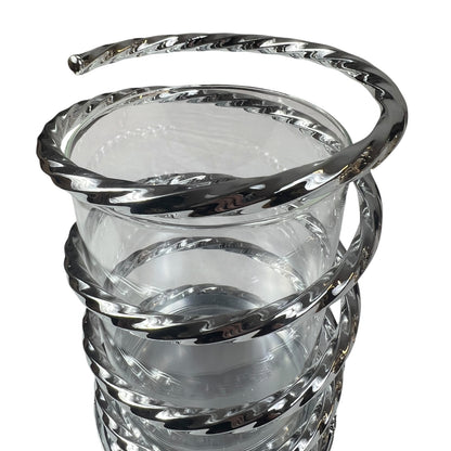 Porta-copos espiral de vidro prateado (modelo transparente)