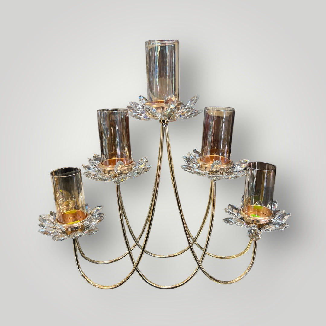 Candelabro colgante decorativo con 6 brazos y copas de cristal