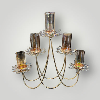 Candelabro colgante decorativo con 6 brazos y copas de cristal