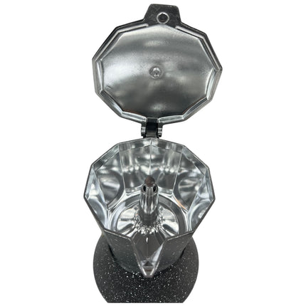 Italian Aluminum Coffee Maker with Black Speckled Design – Vintage Style ☕✨