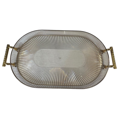 🟠 Bandeja oval grande com alças douradas – Funcionalidade e estilo em um só – Plástico DOURADO