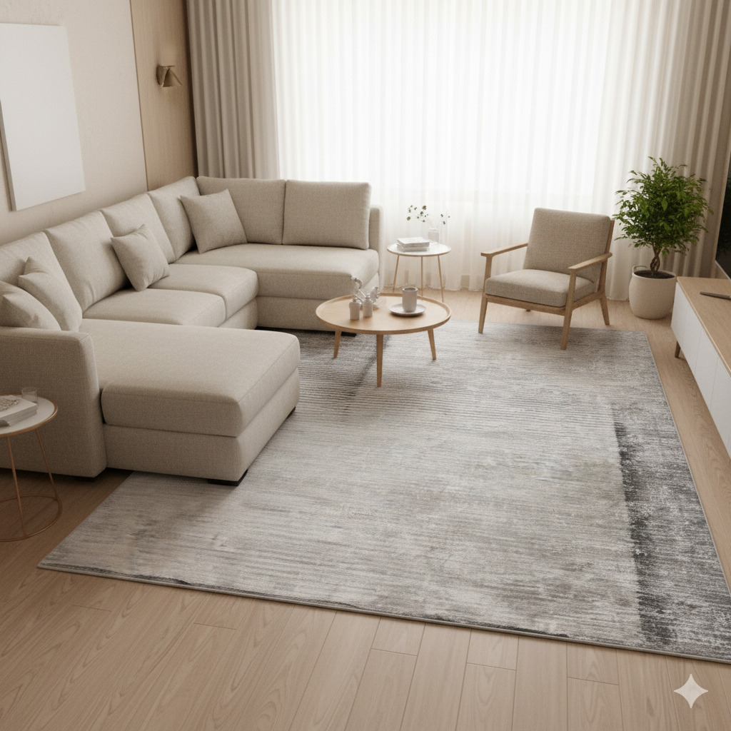 Alfombra Lineal Gris Neblina