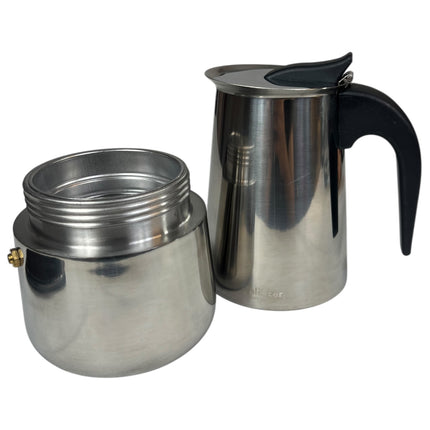Cafetera Italiana de Acero Inoxidable ☕️ 9 Tazas con Aro de Silicona