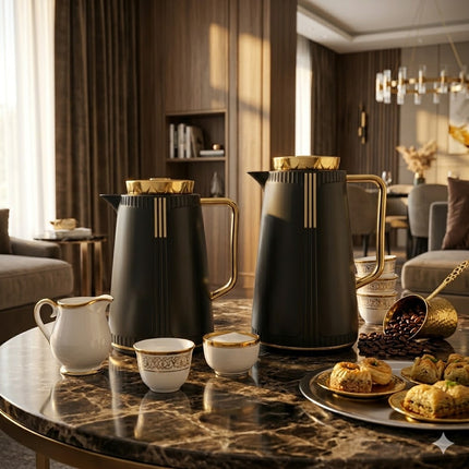 Set of 2 thermos jugs (Matte black + Gold lid) ✨ 