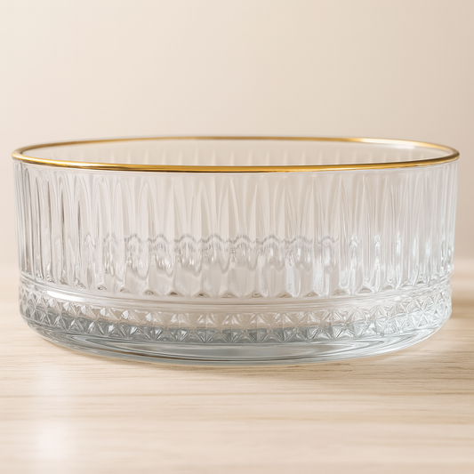 🌟Cuenco de cristal grabado con filo dorado — Alta calidad y distinción para tu mesa