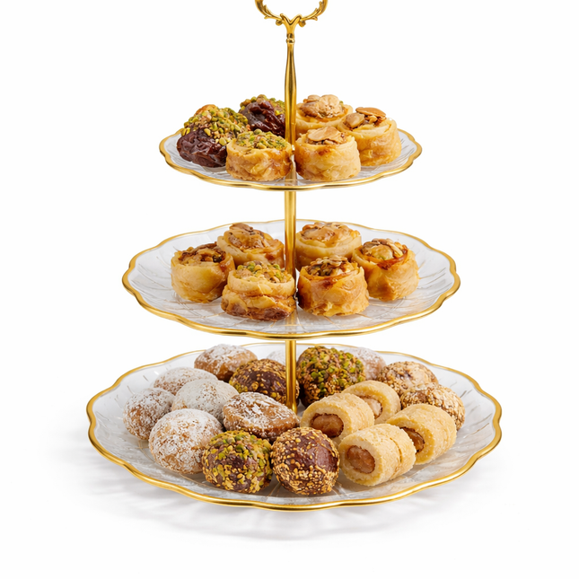 3-Tier Dessert Stand – Glass with Gold Accents