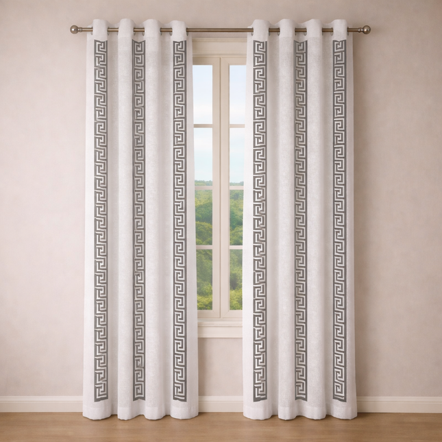 Cortinas Blackout de Poliéster, Padrão de Ondas, 140x260cm - 2 Peças, Elegantes e Modernas - Cinza